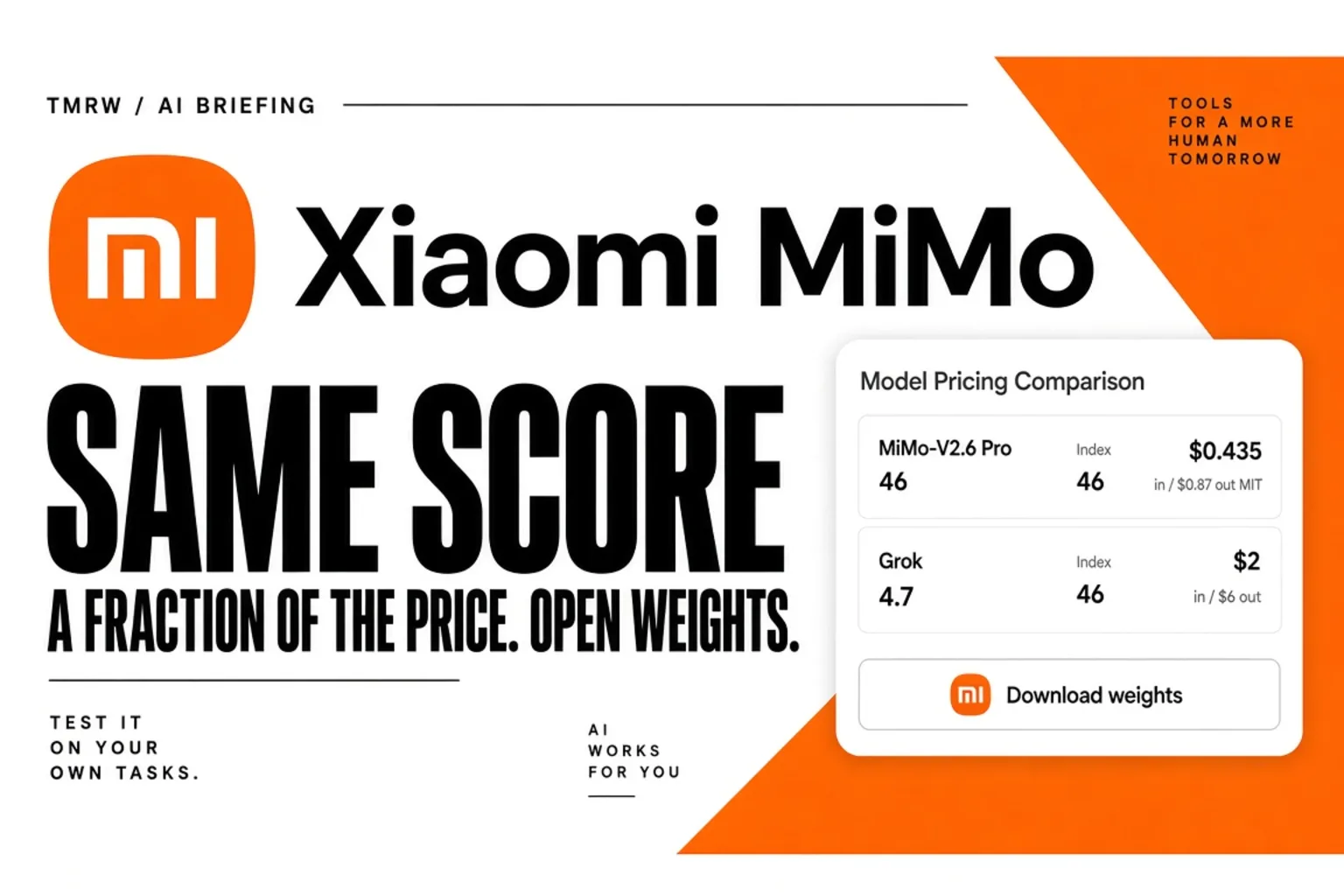 Xiaomi's MiMo-V2.6 ties Grok 4.7 on one index and costs a fraction
