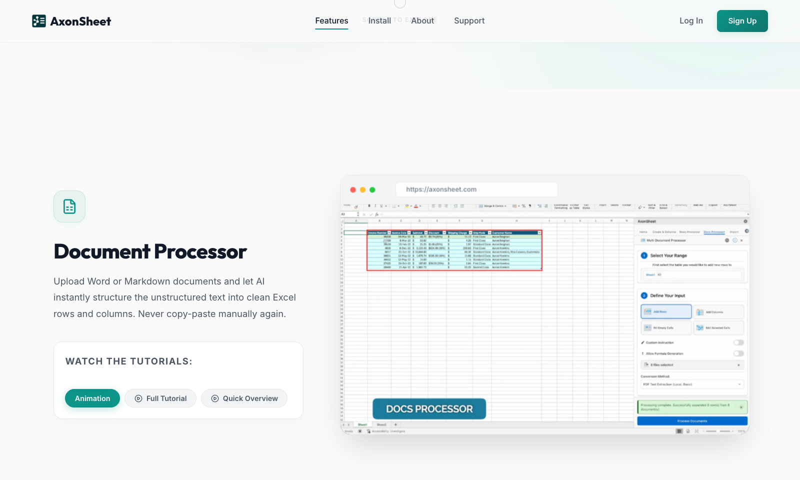 AxonSheet screenshot