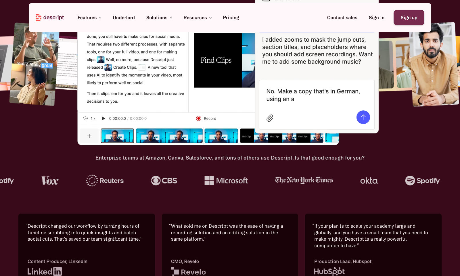 Descript screenshot